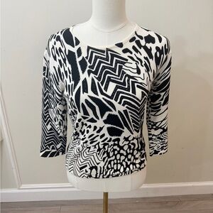 Pierri New York Monochrome Abstract Blouse